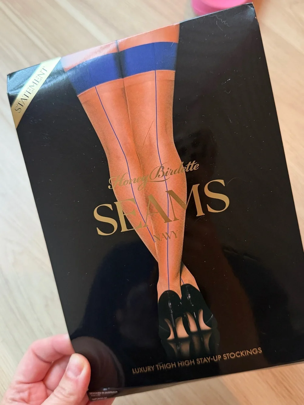 💙 Honey Birdette Seams Stay Up Stockings, Navy, Size S